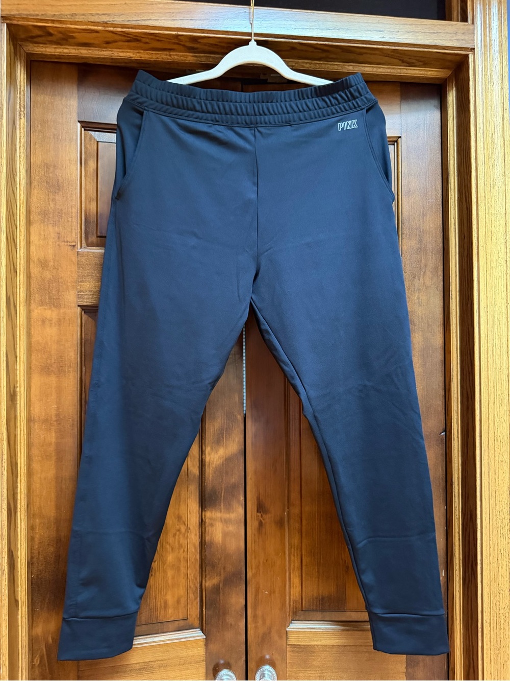 PINK Victoria's Secret Black Track Joggers, Size Large